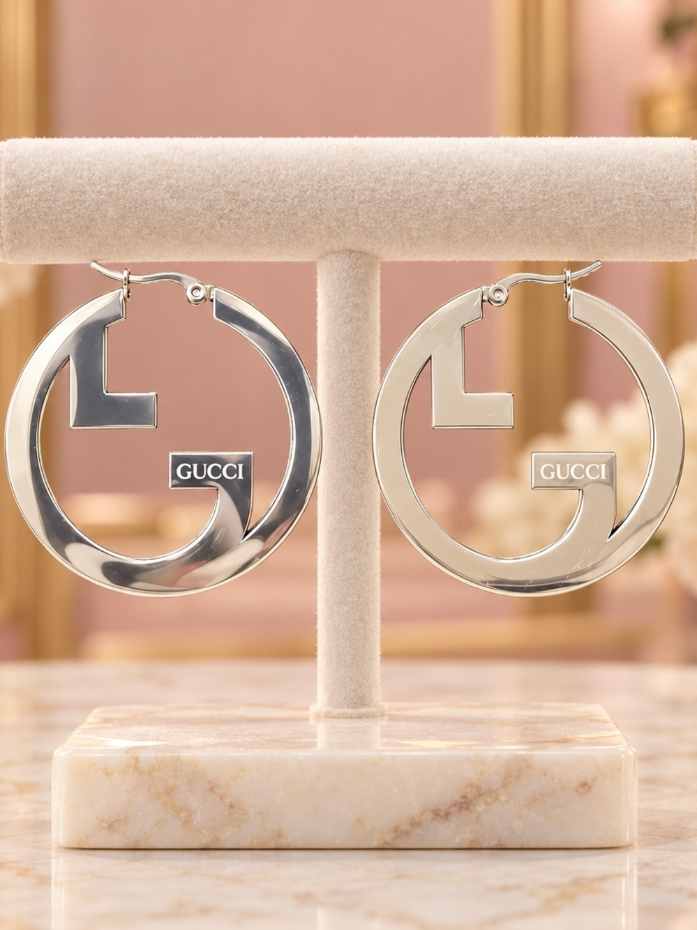 Silver Interlocking G Hoop Earrings